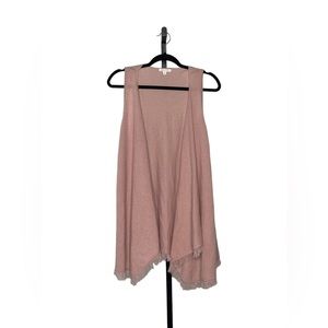 Minnie Rose Open Front Cashmere Sleeveless Cardigan Pink Size Medium